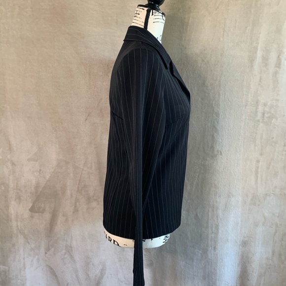 Vintage Black Pinstripe One Button Blazer COUNTESS - Picture 6 of 15